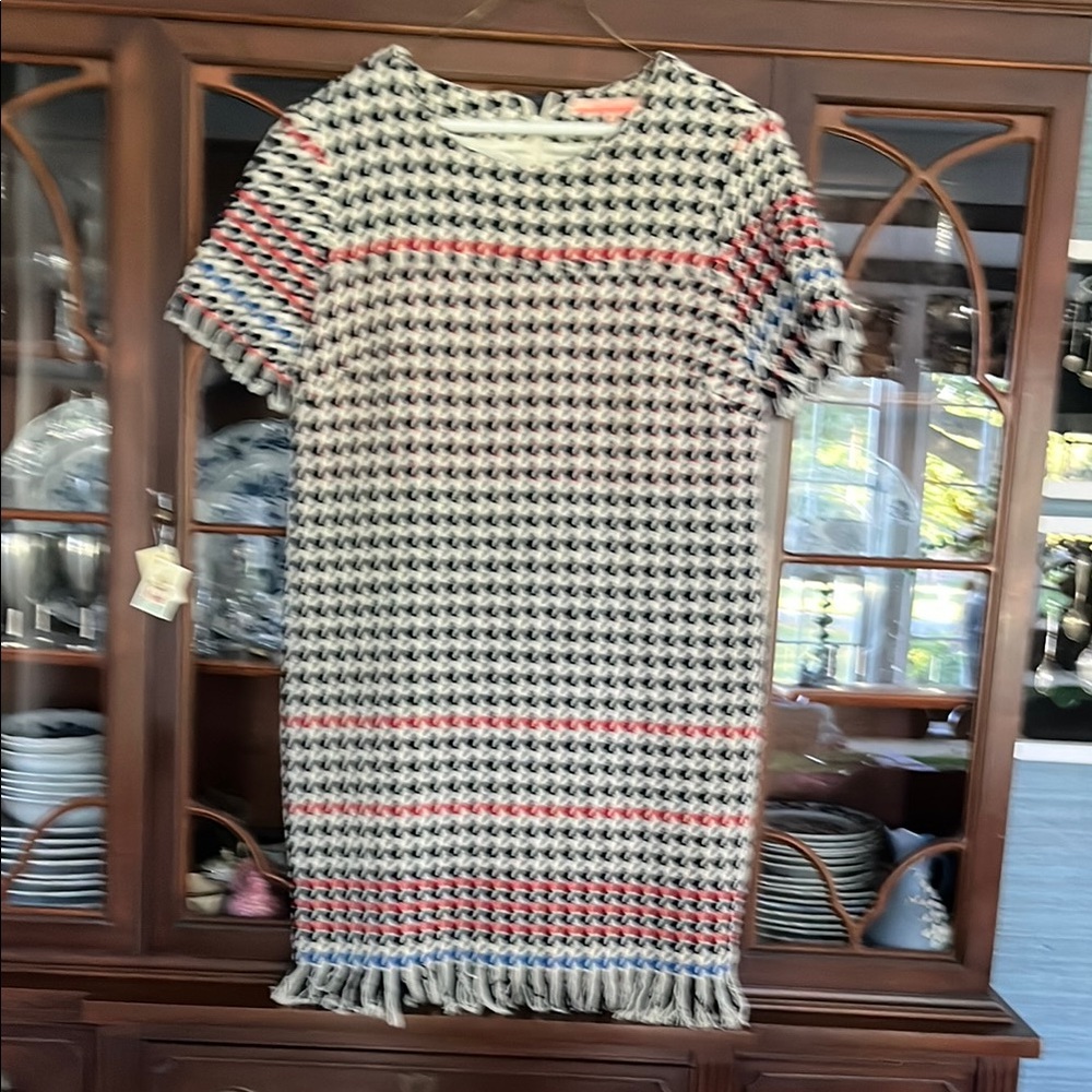 Vilagallo Black and White Sheath Mini Dress